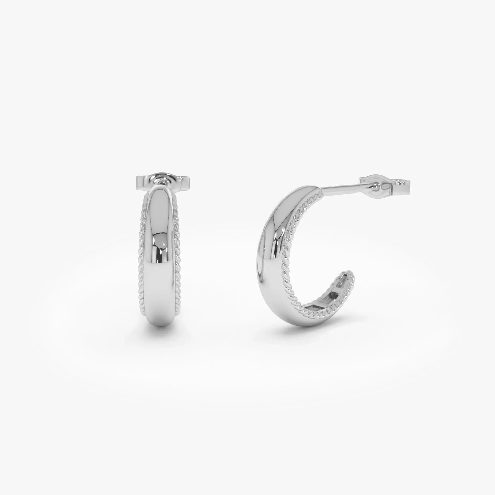 14k Gold Rope Edge Hoop Earrings 12mm 4mm Width