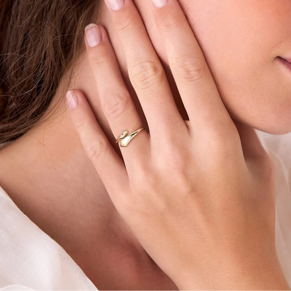 14k Gold Tapered Bypass Ring Wide Statement Band