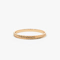 14K Solid Gold Chevron Herringbone Eternity Cut Minimalist Wedding Band Ring