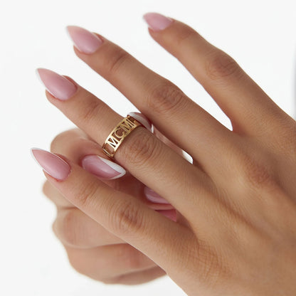 14K Solid Gold Personalized Roman Numeral Ring Custom Jewelry