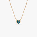 14k Solid Gold London Blue Topaz Heart Shaped Layering Necklace 0.55 Carat