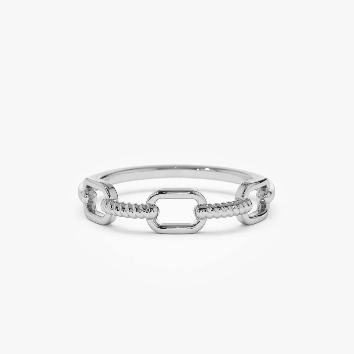 14k Solid Gold Twisted Rope Textured Band Ring