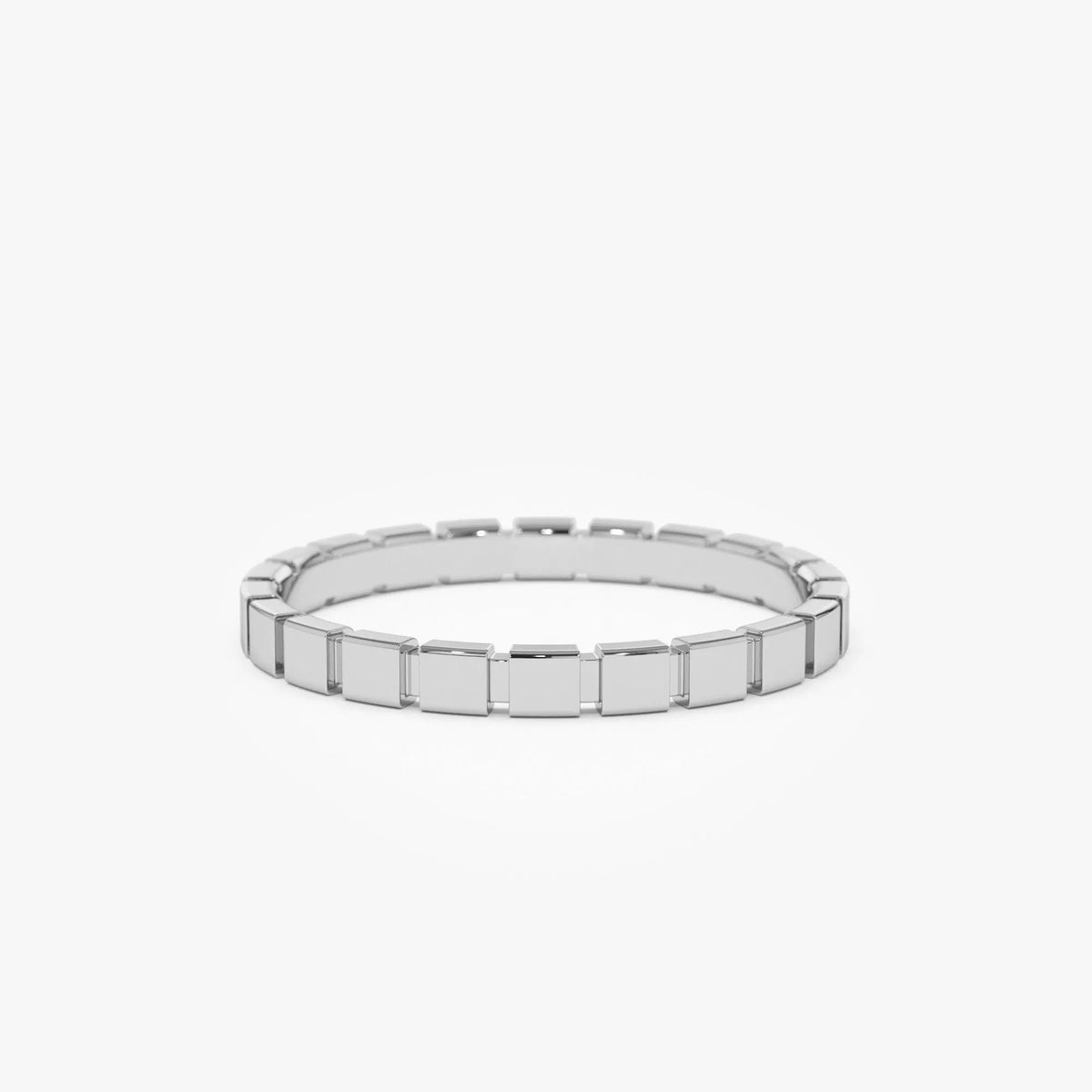 14k Solid Gold Geometric Square Stackable Band Ring