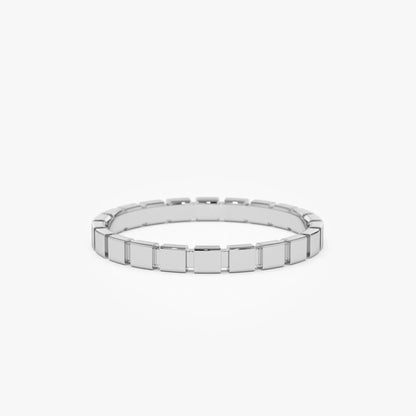 14k Solid Gold Geometric Square Stackable Band Ring