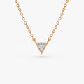 14K Solid Gold Triangle Cut Diamond Solitaire Necklace Micro Prong Setting 0.15ctw