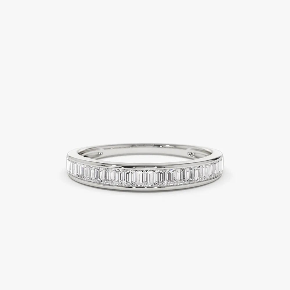 14K Solid Gold Baguette Diamond Channel Set Ring 0.40 Ctw 3MM Band