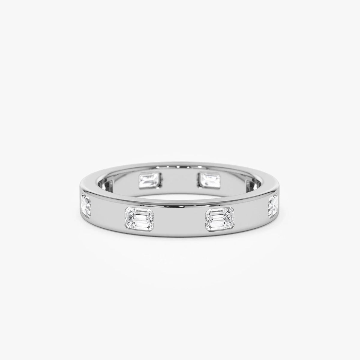 14k Solid Gold Emerald Cut Diamond Full Eternity Flush Setting Band 0.85 Carat