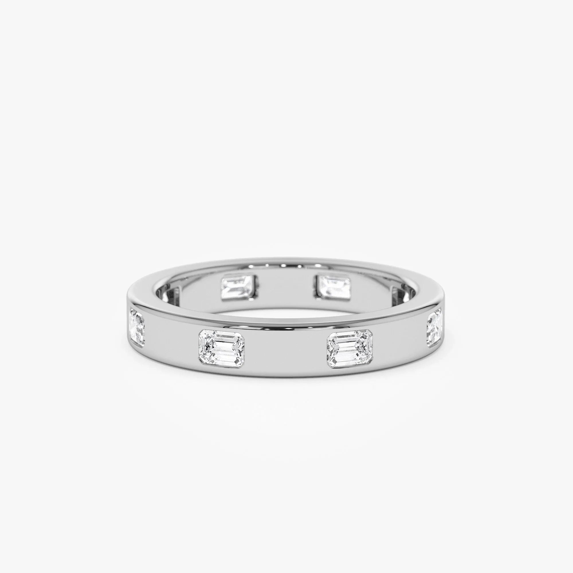 14k Solid Gold Emerald Cut Diamond Full Eternity Flush Setting Band 0.85 Carat
