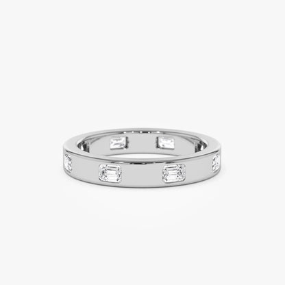 14k Solid Gold Emerald Cut Diamond Full Eternity Flush Setting Band 0.85 Carat