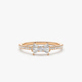 14k Gold 0.25 ctw Baguette and Round Diamond Bow Ring