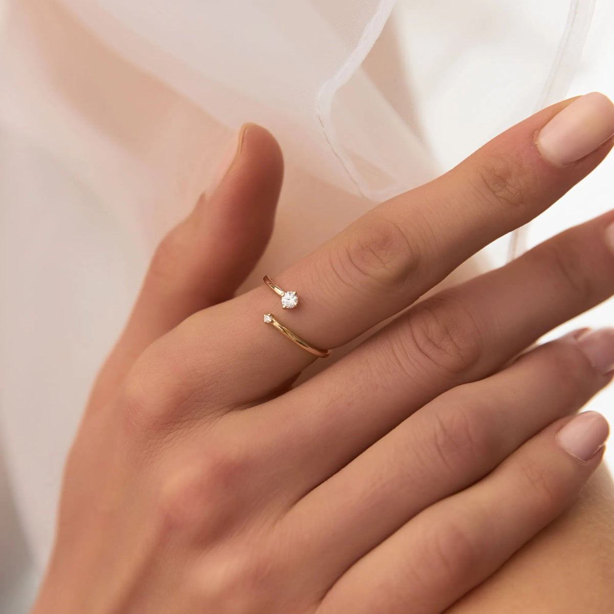 14k Gold Diamond Round Cut Duo Two-Stone Ring 0.10 ctw