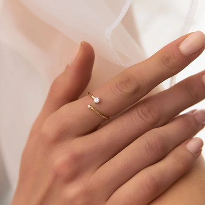14k Gold Diamond Round Cut Duo Two-Stone Ring 0.10 ctw