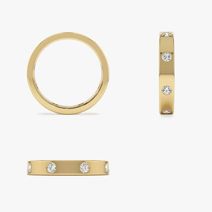 14k Solid Gold Round Diamond 0.42 ctw Full Eternity Flush Setting Band