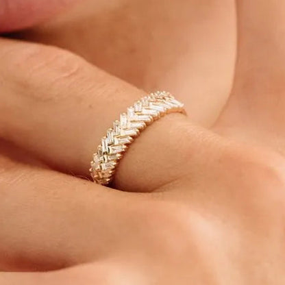 14k Gold 0.62 ctw Step Baguette Diamond Channel Prong Setting Ring