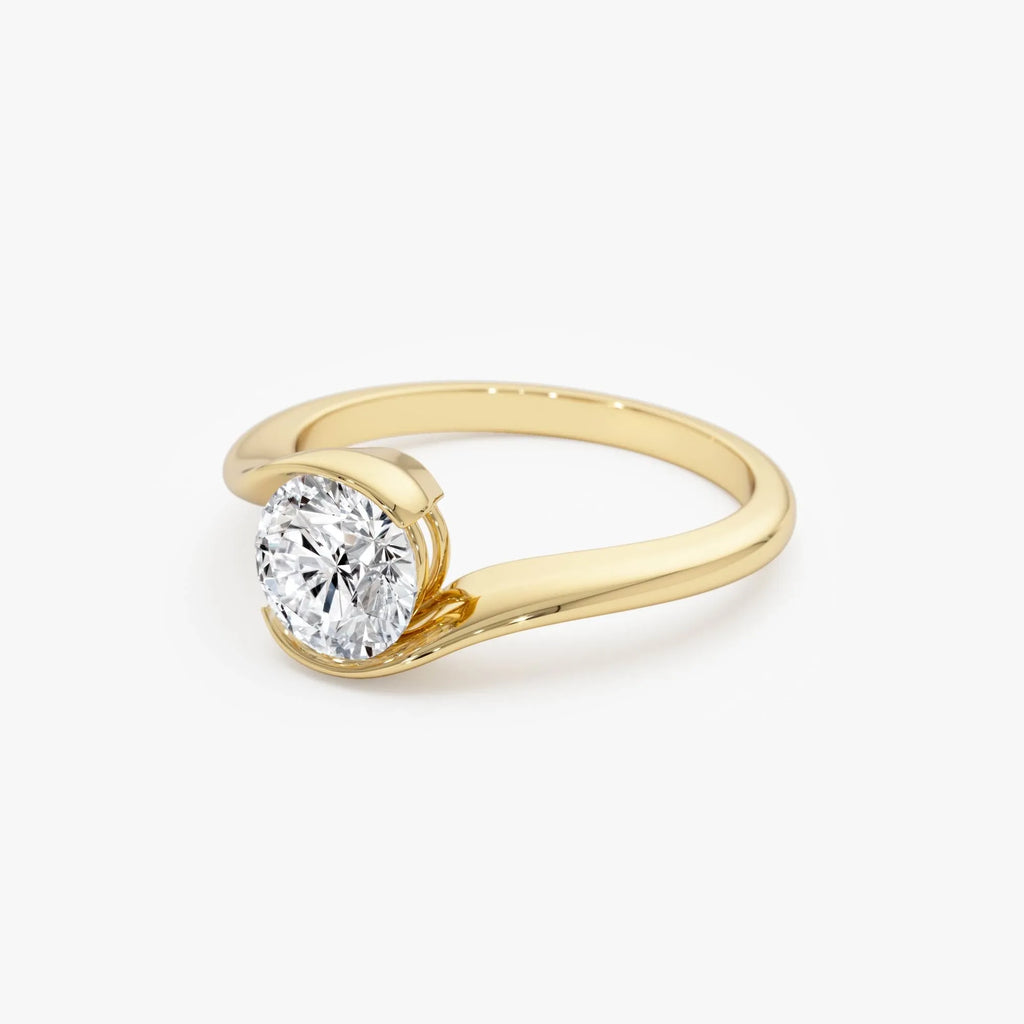 1.00 Ctw Round Lab Grown Diamond S Shape Engagement Ring in 14K Gold