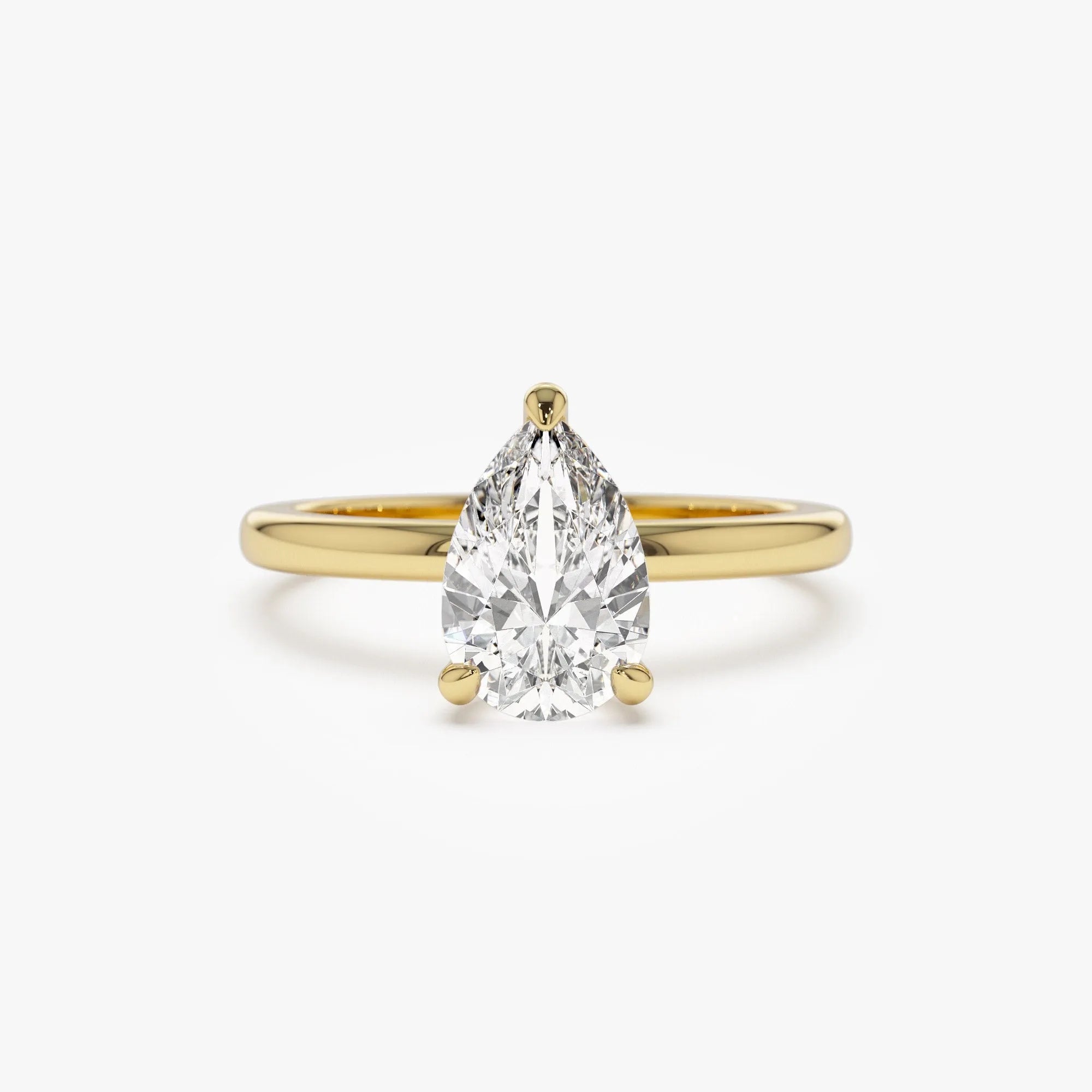 14k Gold Lab Grown Diamond Pear Shaped Engagement Ring Prong Setting Kylie 0.75 to 1.50 ctw