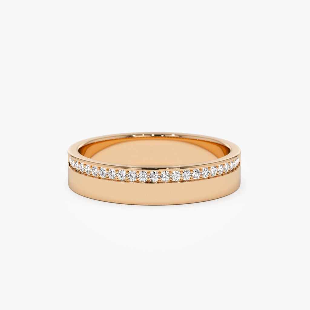 14K Gold Round Diamond Half Eternity Wedding Band 4mm 0.12 Carat