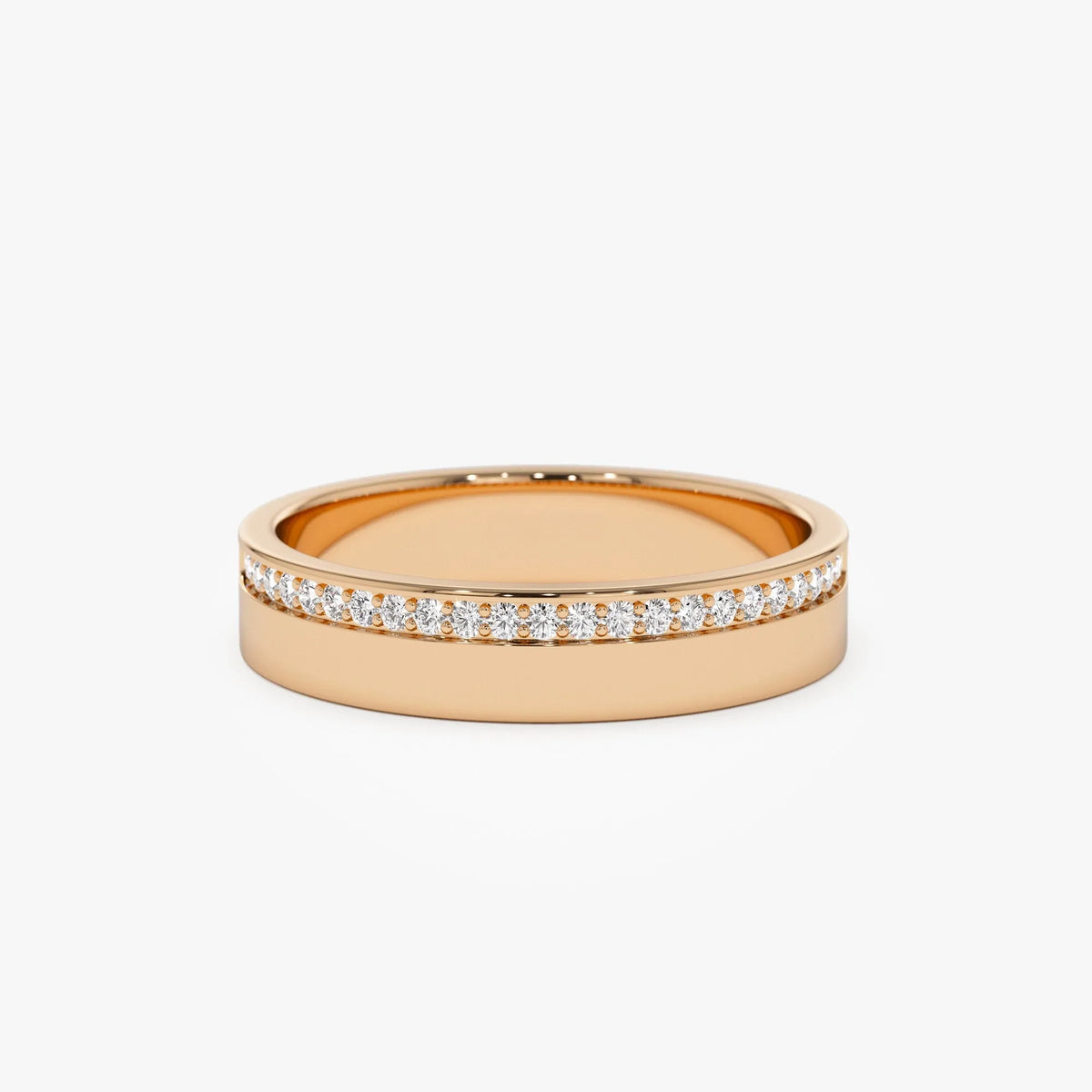 14K Gold Round Diamond Half Eternity Wedding Band 4mm 0.12 Carat