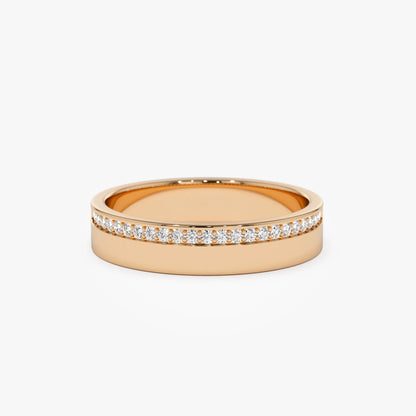 14K Gold Round Diamond Half Eternity Wedding Band 4mm 0.12 Carat