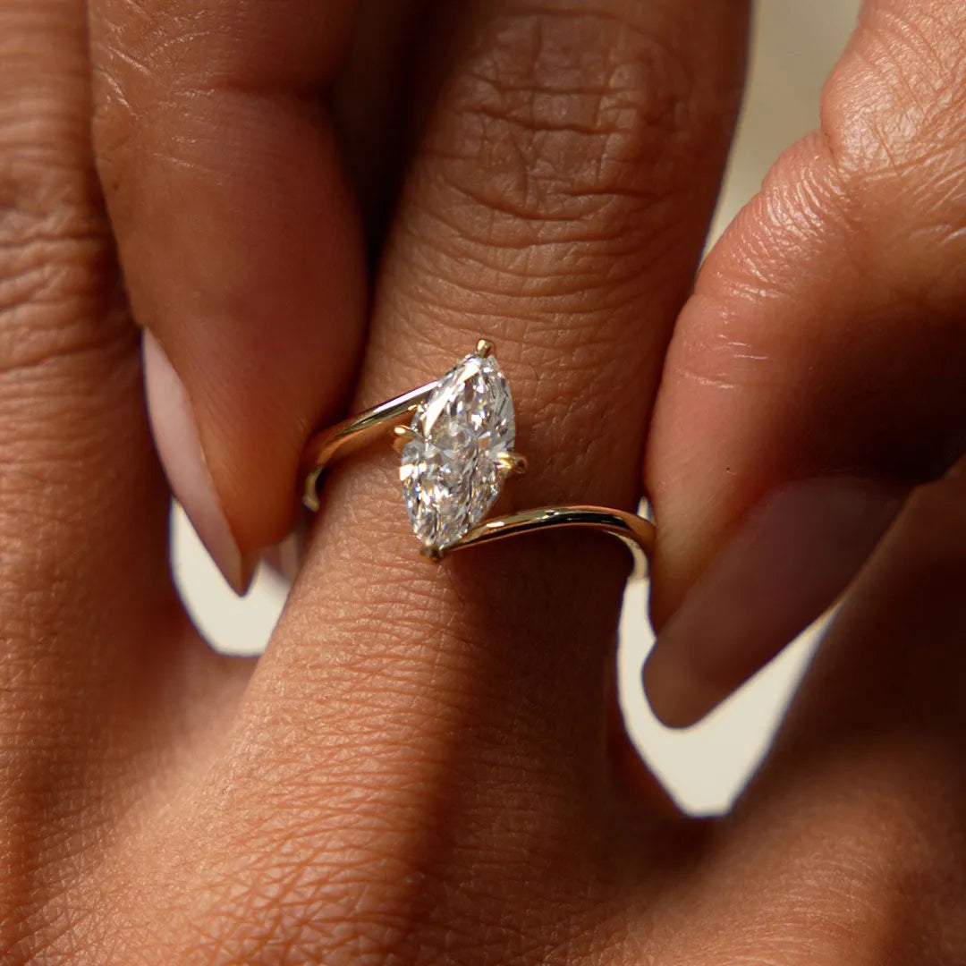 14k Gold 1.50 Ctw Lab Grown Diamond Marquise Bypass Setting Engagement Ring Leda