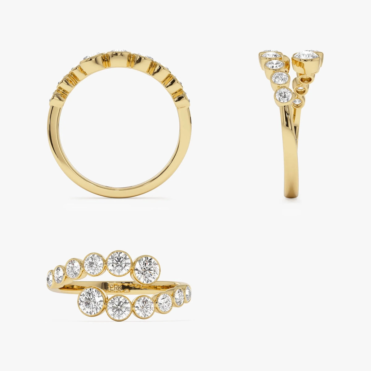 14k Gold Round Diamond 0.35 ctw Bypass Curve Bezel Setting Ring