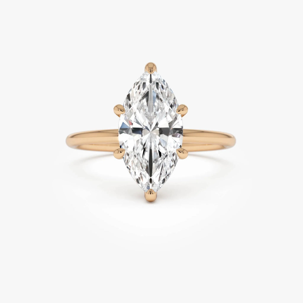 14k Gold 2.10 Ctw Marquise Lab Grown Diamond Hidden Halo Engagement Ring