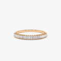 14k Solid Gold 0.22ctw Baguette Diamond Wedding Band Ring