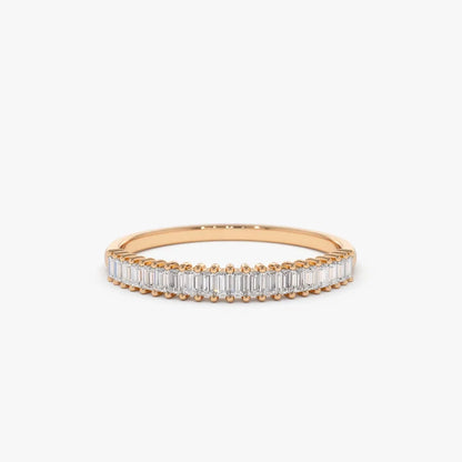 14k Solid Gold 0.22ctw Baguette Diamond Wedding Band Ring