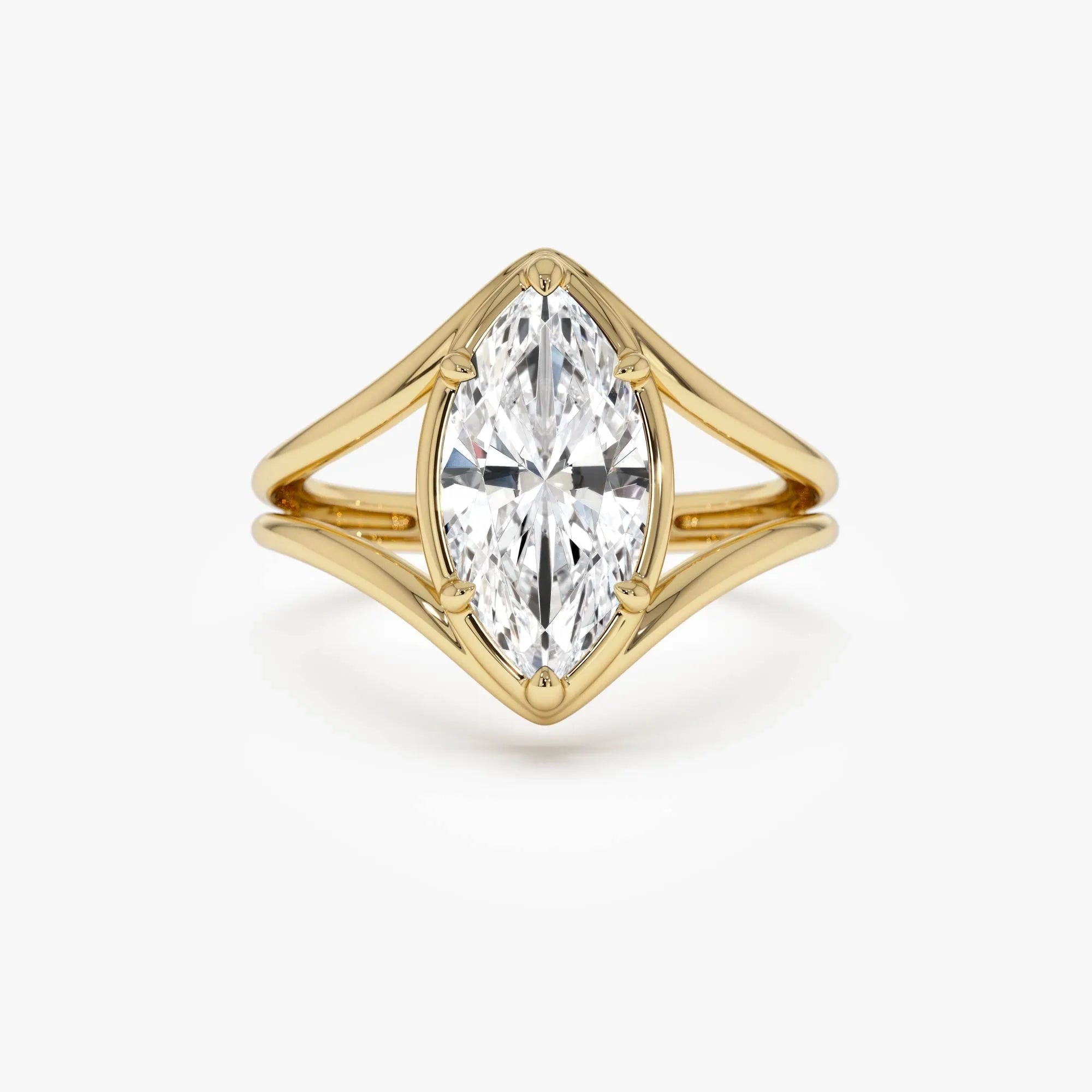 14k Gold 2.00 Carat Lab Grown Diamond Marquise Split Shank Engagement Ring IGI Certified Carla