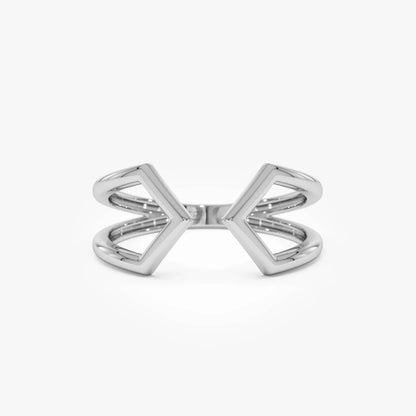 14k Gold Modern Geometric Open Ring 8.75mm Wide Graduated Band