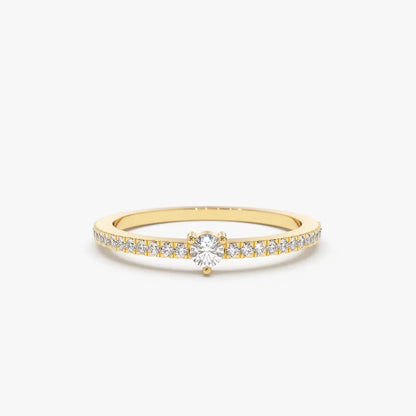 14k Gold Round Diamond Minimalist Pave Stacking Ring 0.20 Carat
