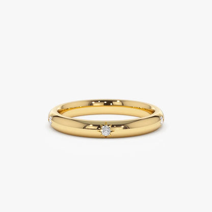 14k Gold Round Diamond Star Setting Full Eternity Ring 0.08 ctw