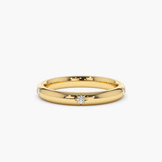 14k Gold Round Diamond Star Setting Full Eternity Ring 0.08 ctw