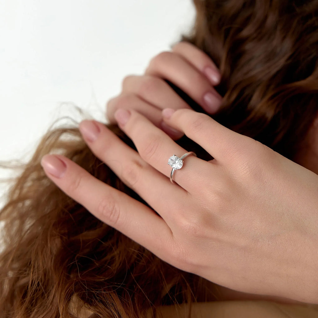 14K Gold Lab Grown Diamond Oval Engagement Ring Four Prong Setting 0.75 to 1.50 ctw Valeria