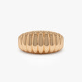 14k Solid Gold Ribbed Tapered Chunky Statement Ring 10mm Width