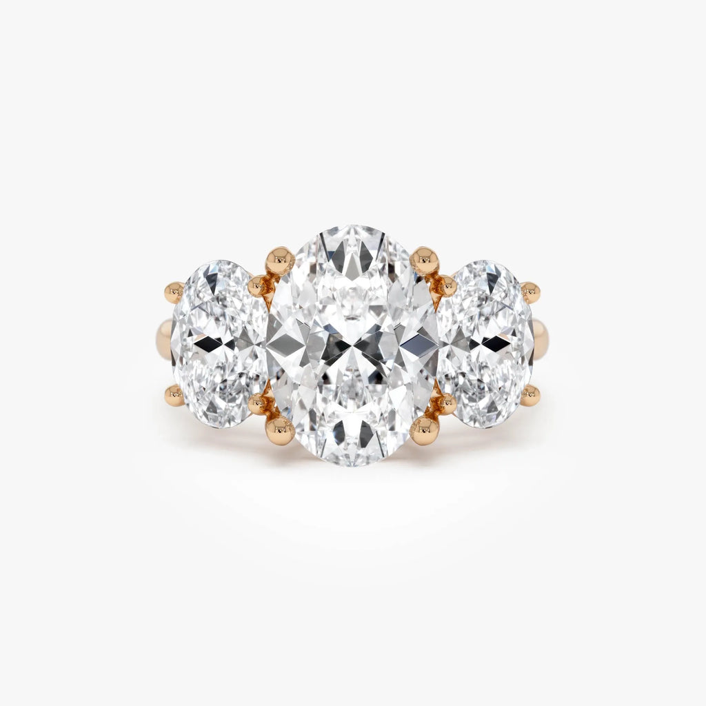 14k Gold 5.15 ctw Lab Grown Diamond Oval Three-Stone Engagement Ring