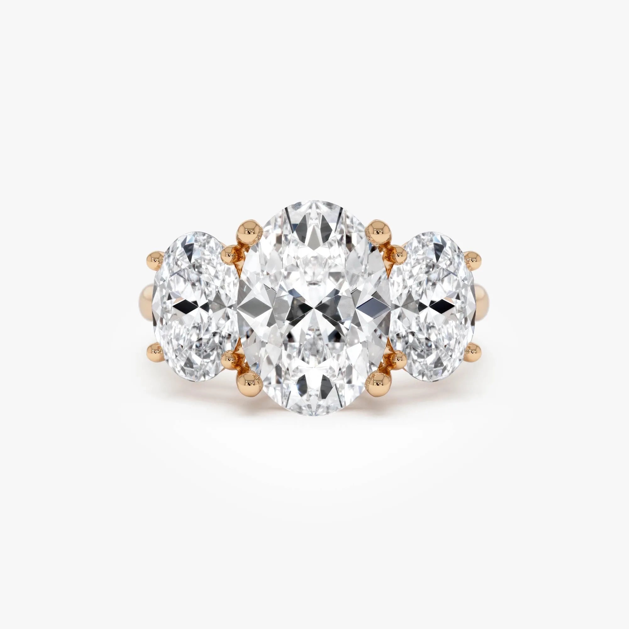 14k Gold 5.15 ctw Lab Grown Diamond Oval Three-Stone Engagement Ring