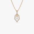 14K Solid Gold 0.20 CTW Round and Marquise Diamond Dangle Necklace