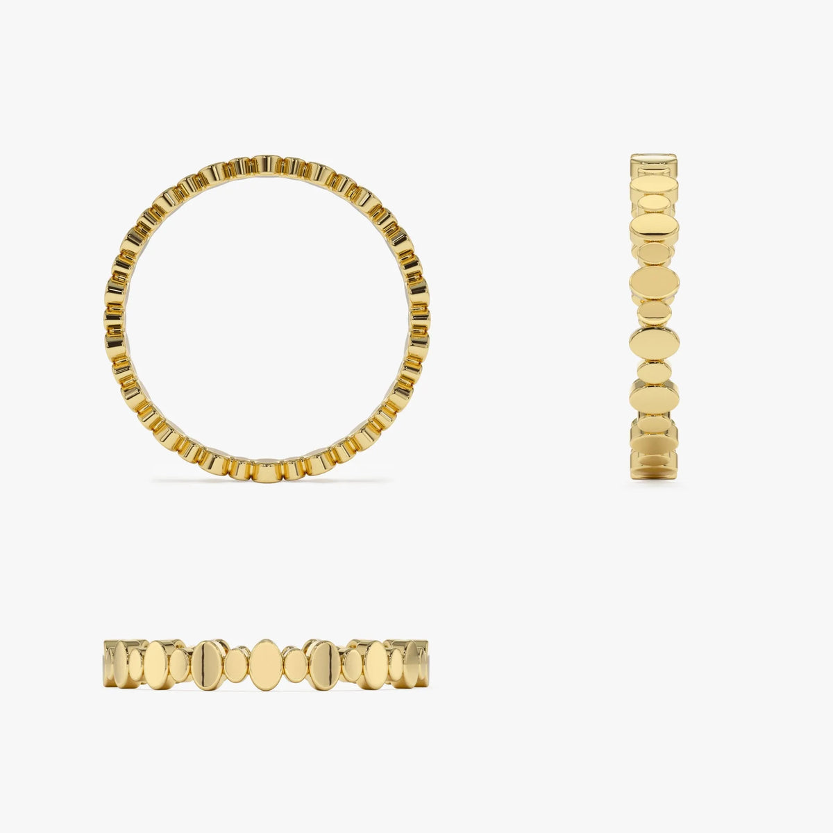 14k Solid Gold Alternating Size Oval Stackable Band Ring
