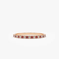 14k Gold Ruby and Diamond Round Cut Alternating Eternity Ring 0.38 ctw