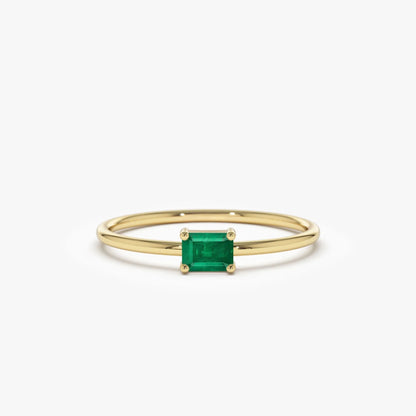 14K Solid Gold Octagon Emerald Ring 0.25 CTW Handcrafted Custom Jewelry