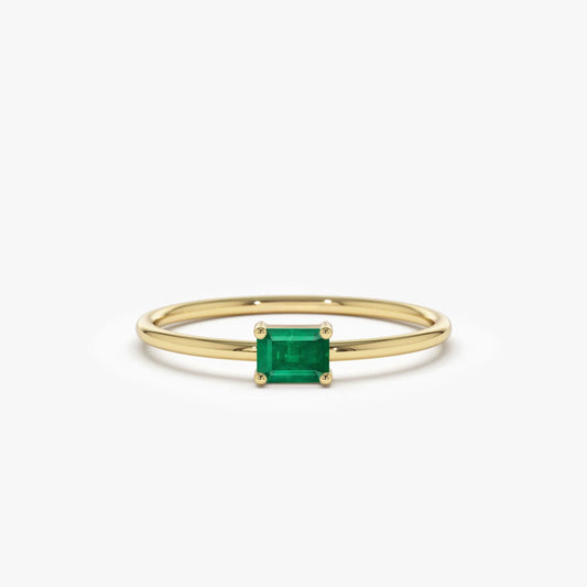 14K Solid Gold Octagon Emerald Ring 0.25 CTW Handcrafted Custom Jewelry