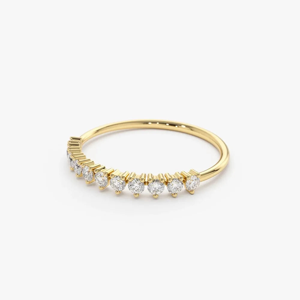 14K Solid Gold Round Diamond 3 Prong Wedding Ring