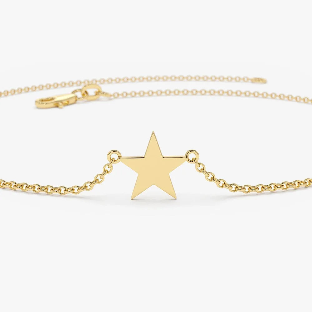 14k Gold Lucky Star Charm Bracelet with Pendant