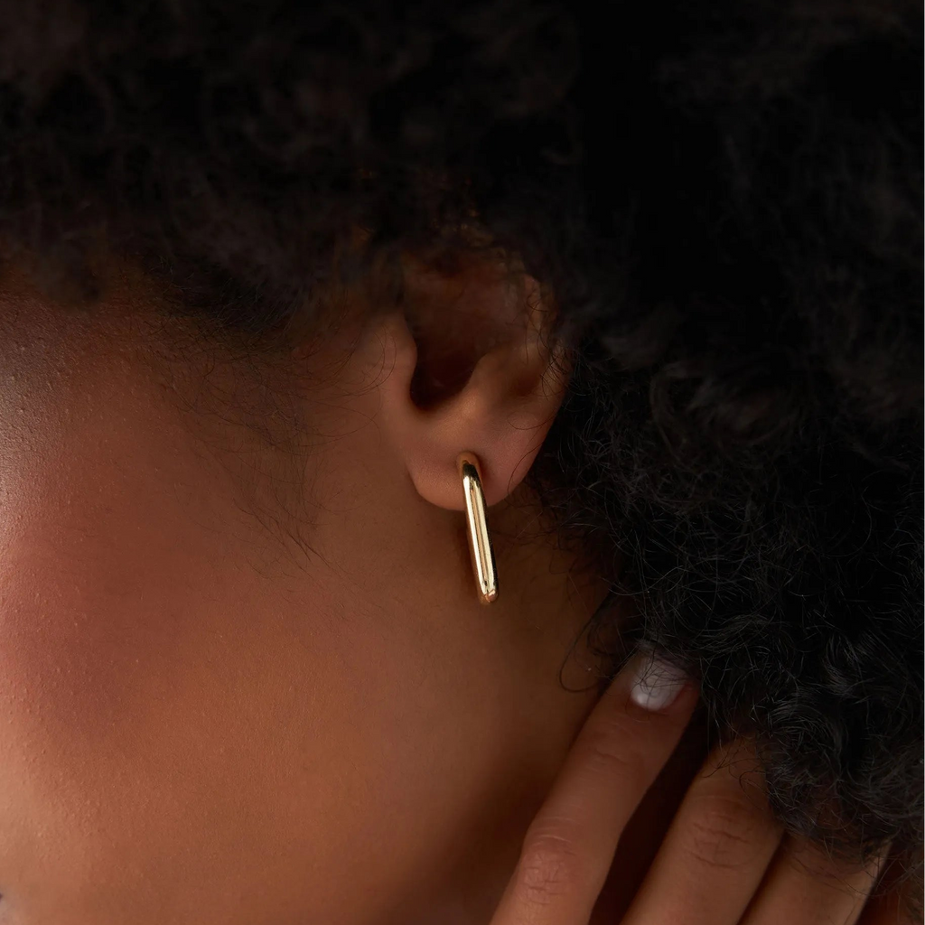 14k Gold Bold Paperclip Link Hoop Earrings 18mm Drop 3.5mm Width