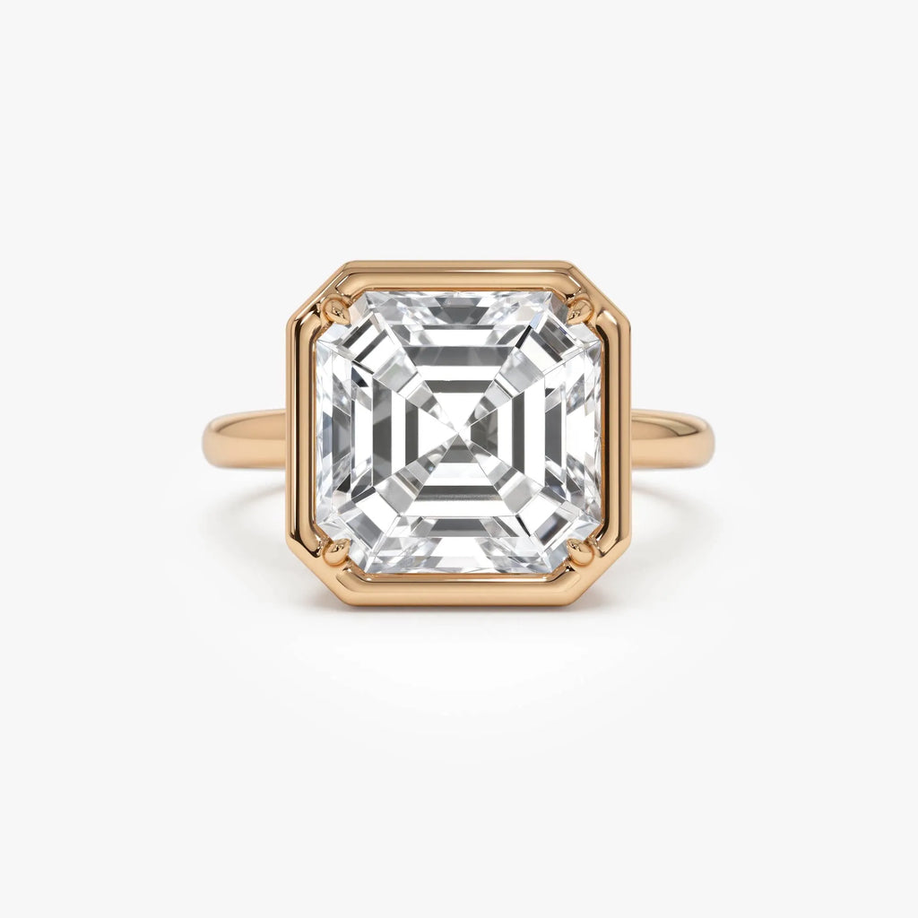 5.00 Ctw Asscher Cut Lab Grown Diamond Engagement Ring in 14K Gold