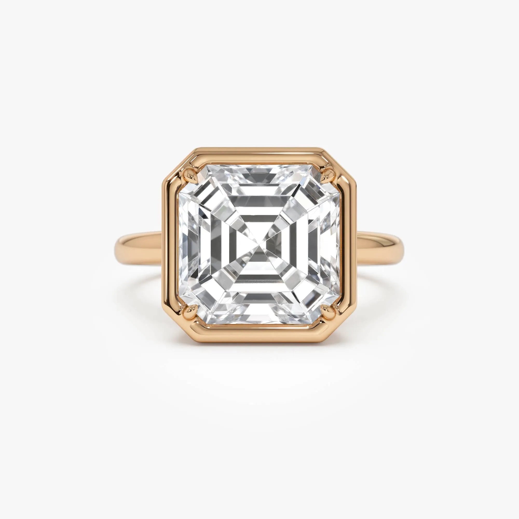 5.00 Ctw Asscher Cut Lab Grown Diamond Engagement Ring in 14K Gold