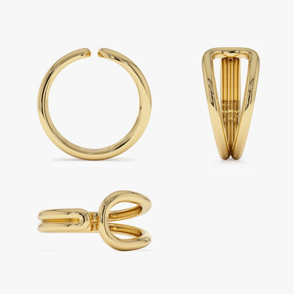 14k Solid Gold Modern Minimalist Tapered Statement Ring
