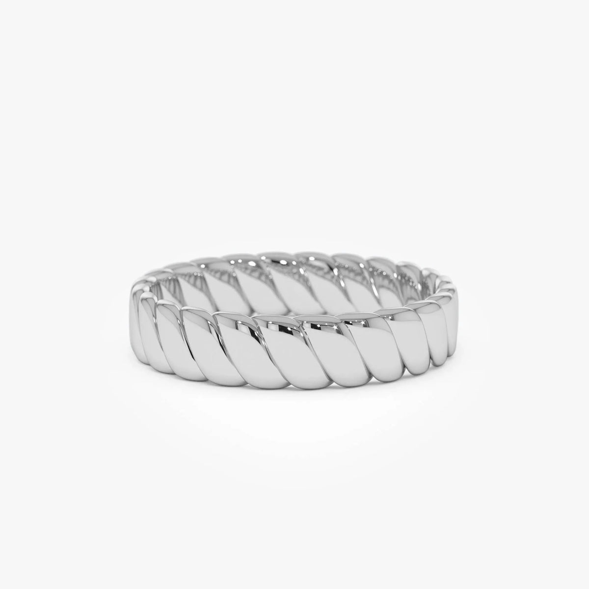 14k Solid Gold Twisted Bold Band Ring 4mm Width Minimalist Design