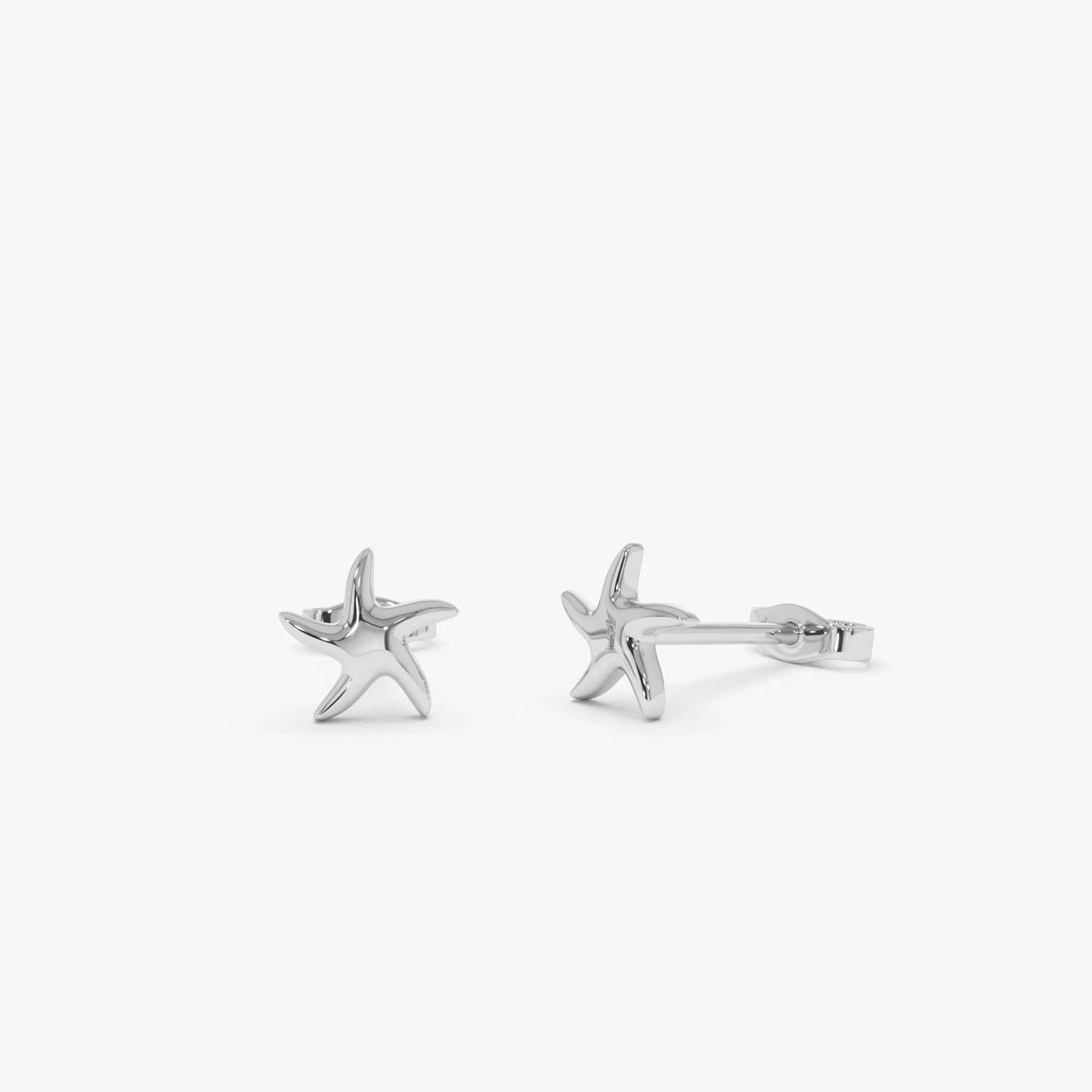14k Solid Gold Starfish Stud Earrings Minimalist Nautical Ocean Jewelry